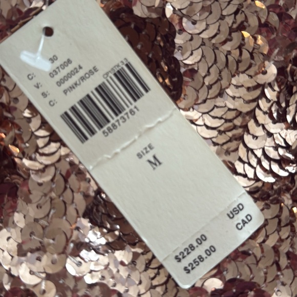 Anthropologie Maeve Bernadette Rose Gold Sequin Tiered Midi Dress Size M - Picture 16 of 17